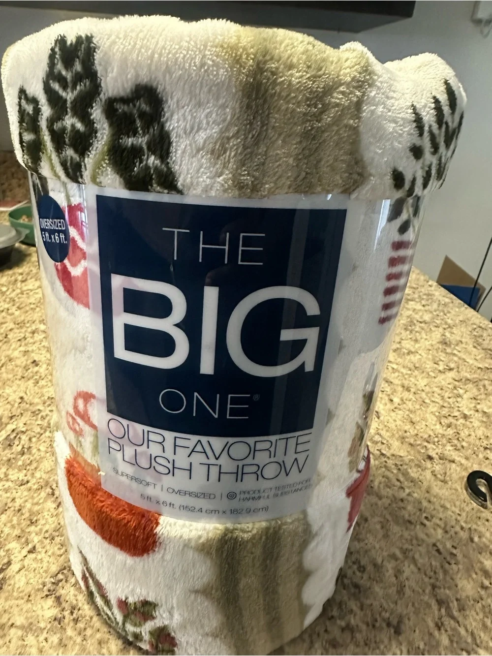The Big One Plush Holiday Throw - Red, Green, Cream